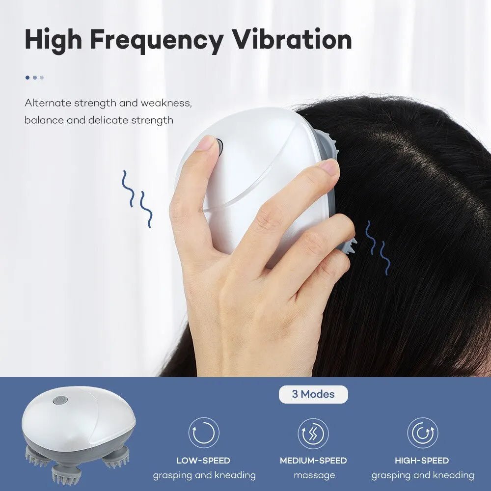 Elektrische hoofdhuid massager - Haargroei stress ontspannen met 4 massagekoppen - USB oplaadbaar - Bivakshop