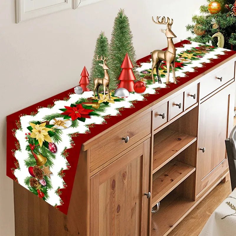 Feestelijke tafelloper kerst - linnen kerstversiering voor huis en tafel - Bivakshop
