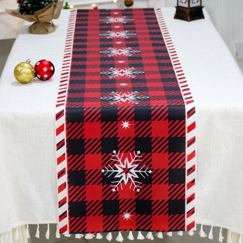 Feestelijke tafelloper kerst - linnen kerstversiering voor huis en tafel - Bivakshop