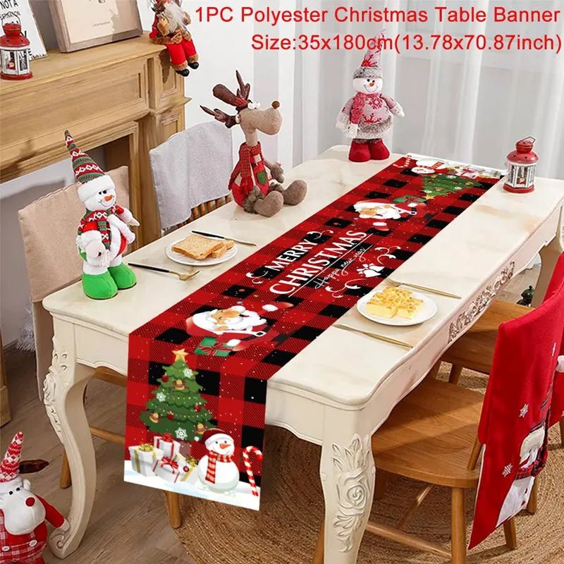 Feestelijke tafelloper kerst - linnen kerstversiering voor huis en tafel - Bivakshop