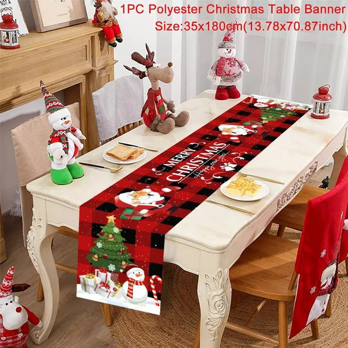Feestelijke tafelloper kerst - linnen kerstversiering voor huis en tafel - Bivakshop