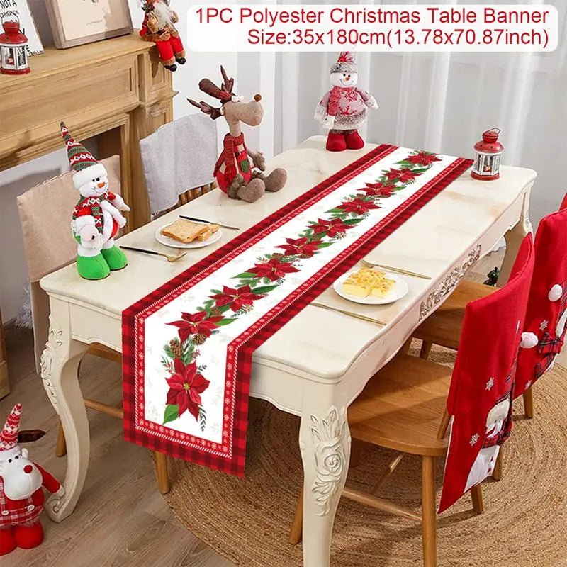 Feestelijke tafelloper kerst - linnen kerstversiering voor huis en tafel - Bivakshop