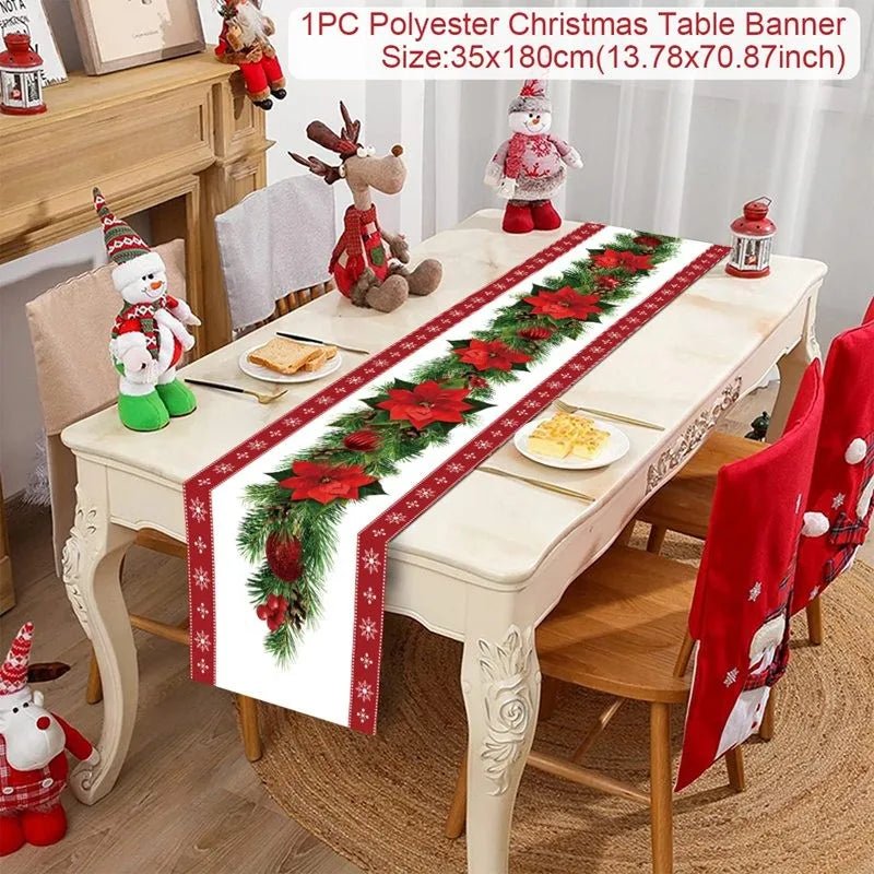Feestelijke tafelloper kerst - linnen kerstversiering voor huis en tafel - Bivakshop