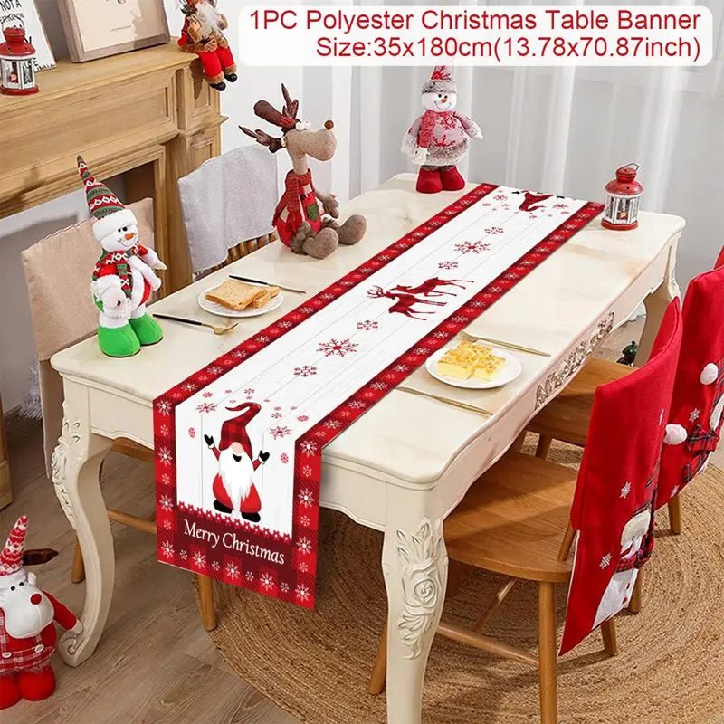 Feestelijke tafelloper kerst - linnen kerstversiering voor huis en tafel - Bivakshop