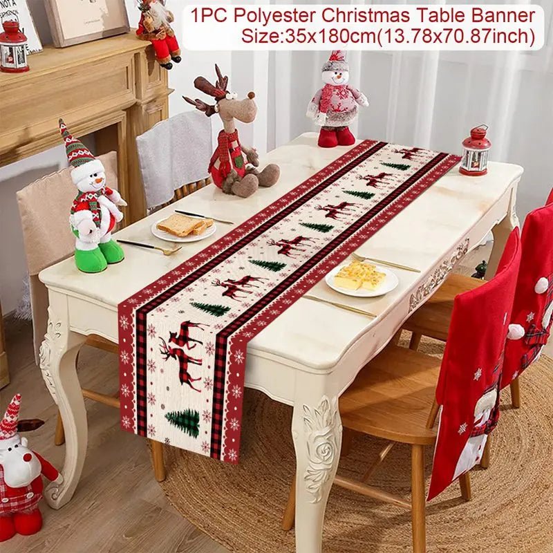 Feestelijke tafelloper kerst - linnen kerstversiering voor huis en tafel - Bivakshop