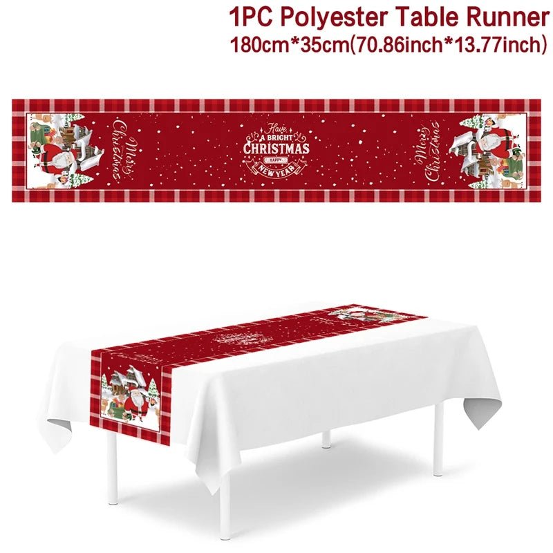 Feestelijke tafelloper kerst - linnen kerstversiering voor huis en tafel - Bivakshop