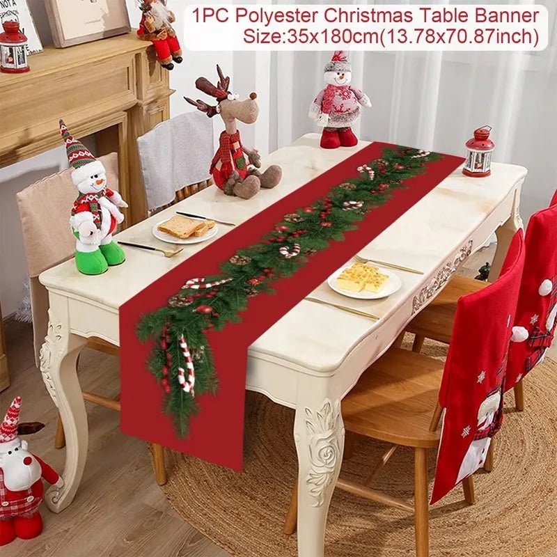 Feestelijke tafelloper kerst - linnen kerstversiering voor huis en tafel - Bivakshop