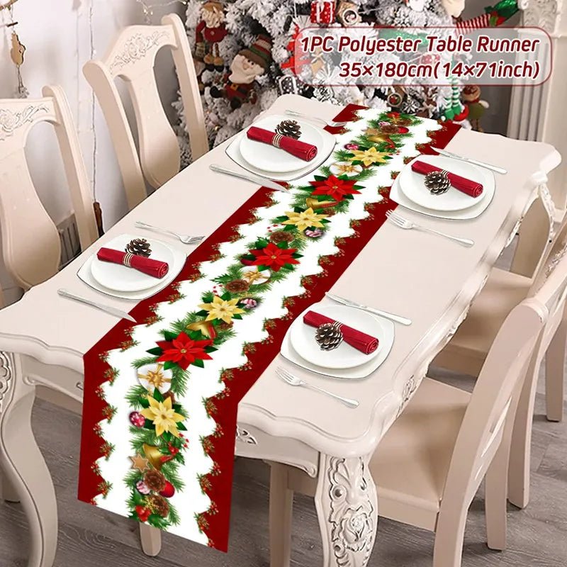 Feestelijke tafelloper kerst - linnen kerstversiering voor huis en tafel - Bivakshop