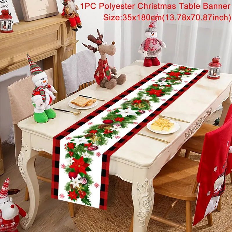 Feestelijke tafelloper kerst - linnen kerstversiering voor huis en tafel - Bivakshop