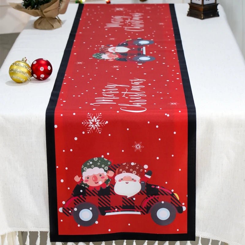 Feestelijke tafelloper kerst - linnen kerstversiering voor huis en tafel - Bivakshop
