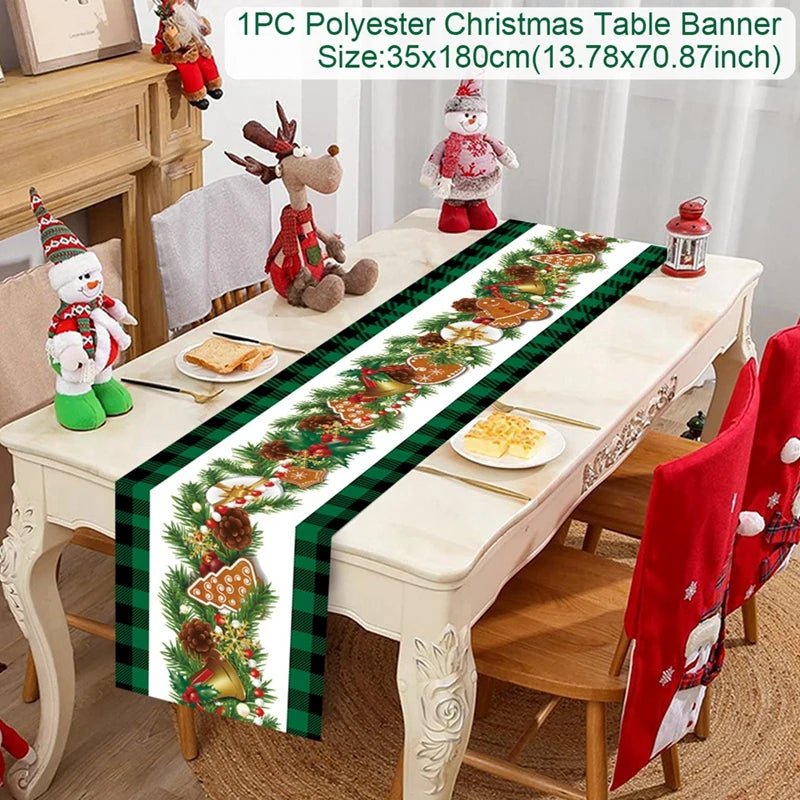 Feestelijke tafelloper kerst - linnen kerstversiering voor huis en tafel - Bivakshop