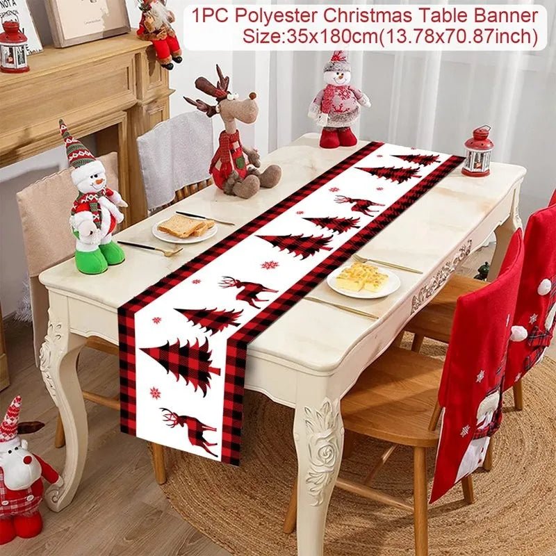 Feestelijke tafelloper kerst - linnen kerstversiering voor huis en tafel - Bivakshop