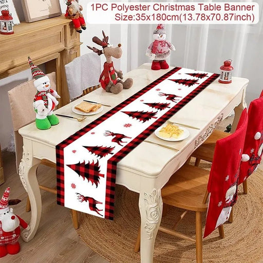 Feestelijke tafelloper kerst - linnen kerstversiering voor huis en tafel - Bivakshop