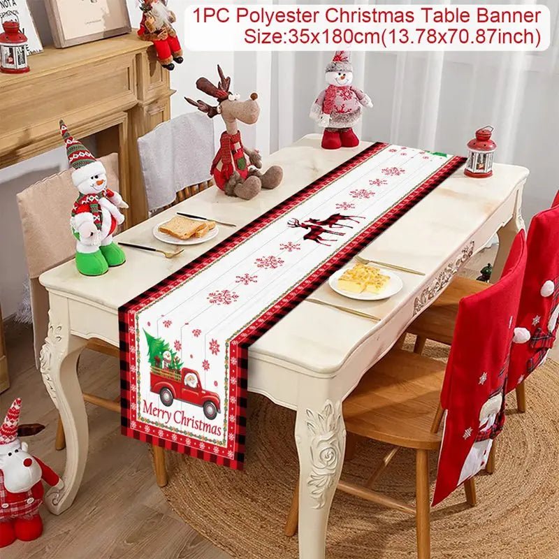 Feestelijke tafelloper kerst - linnen kerstversiering voor huis en tafel - Bivakshop