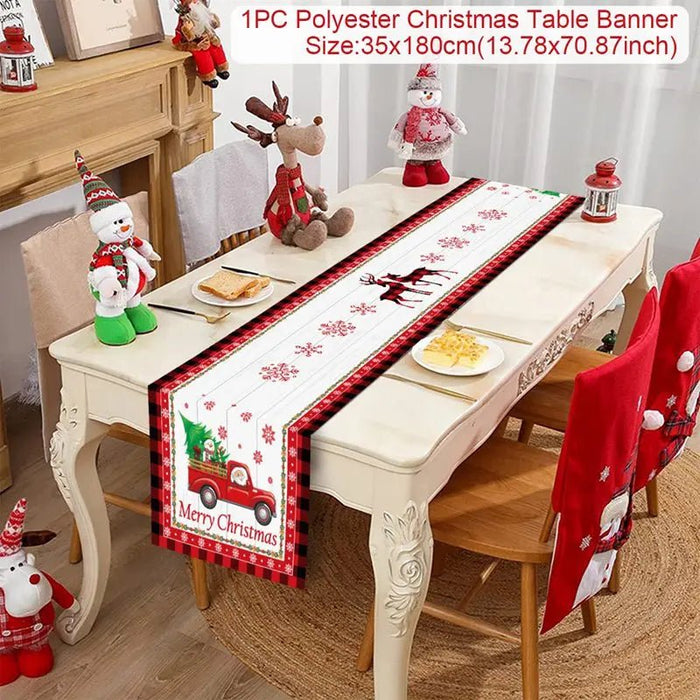 Feestelijke tafelloper kerst - linnen kerstversiering voor huis en tafel - Bivakshop