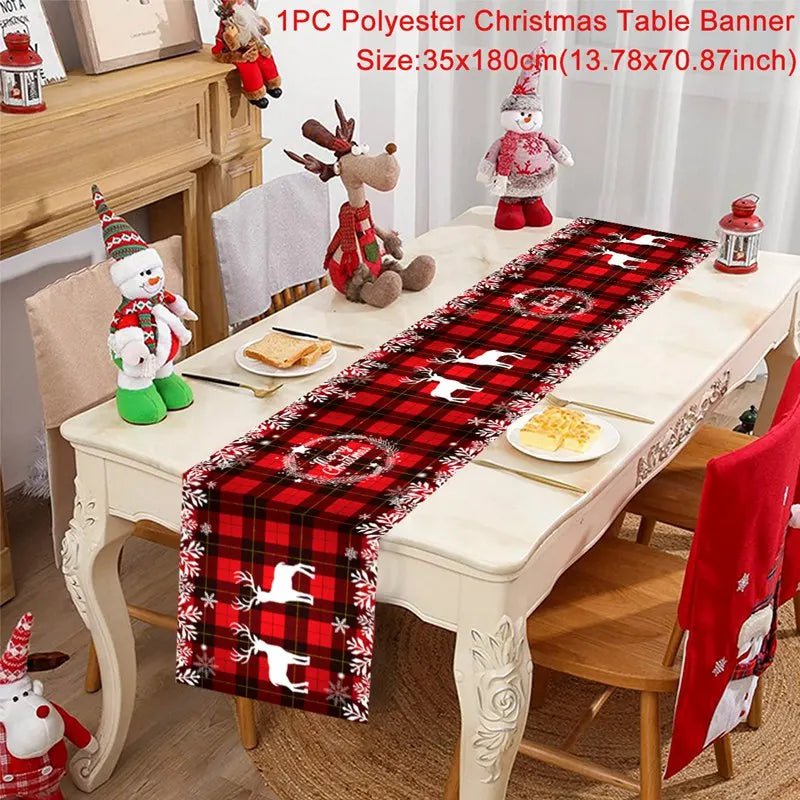 Feestelijke tafelloper kerst - linnen kerstversiering voor huis en tafel - Bivakshop