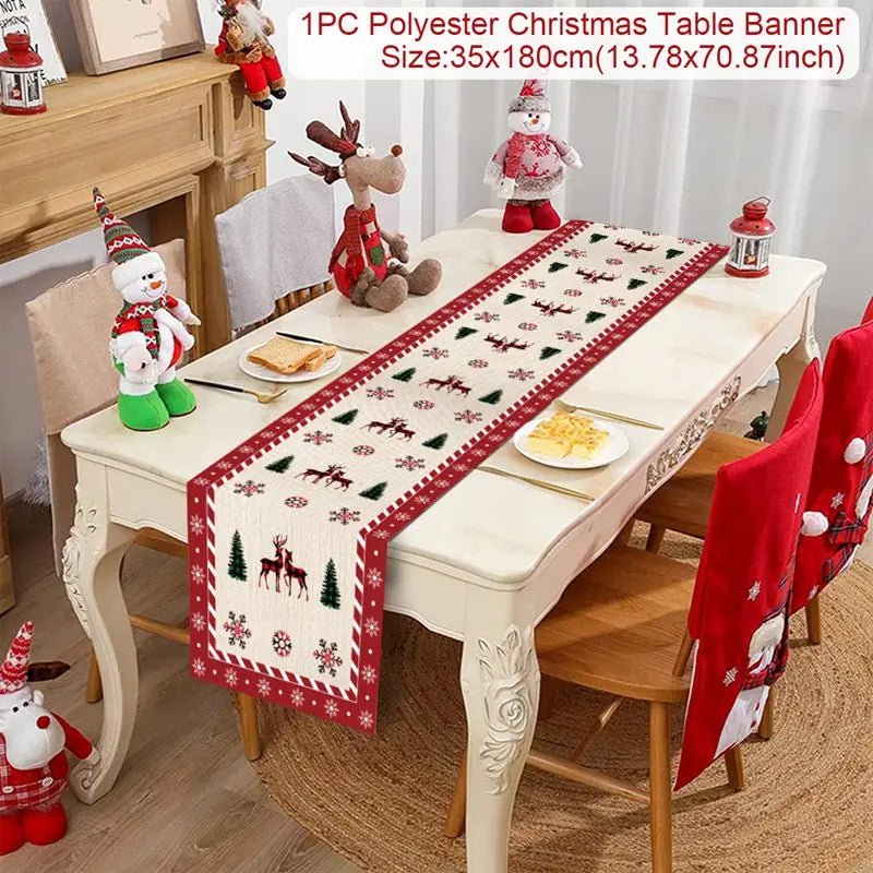 Feestelijke tafelloper kerst - linnen kerstversiering voor huis en tafel - Bivakshop