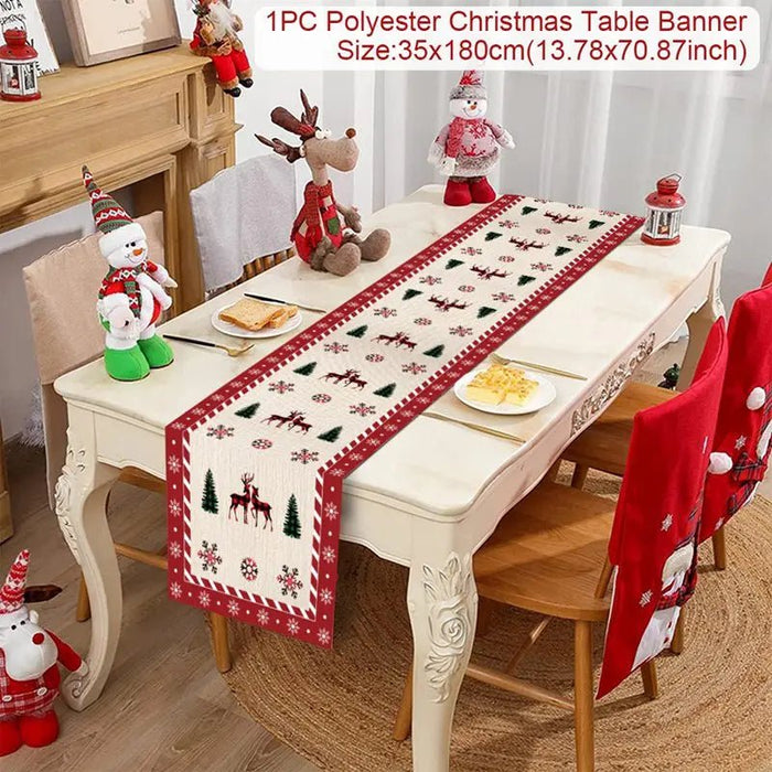 Feestelijke tafelloper kerst - linnen kerstversiering voor huis en tafel - Bivakshop