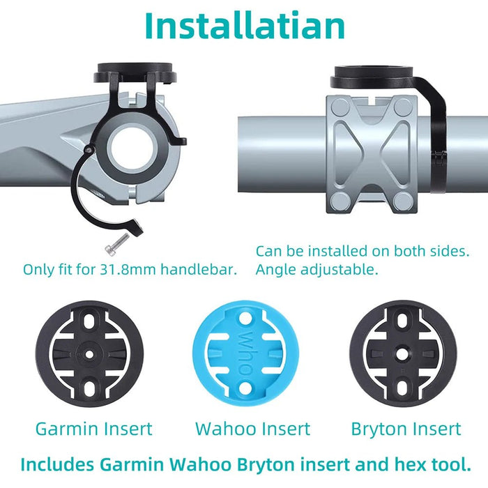 Fietscomputerhouder – Aluminium stuurhouder – Compatibel met Garmin, Wahoo, Bryton, XOSS, IGPSPORT – lichtgewicht & stevig - Bivakshop