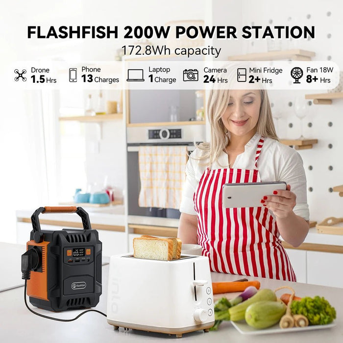 Flashfish 200W Draagbare Power Station - 172Wh 230V zonne - generator - Noodenergie voor outdoor avonturen - Bivakshop