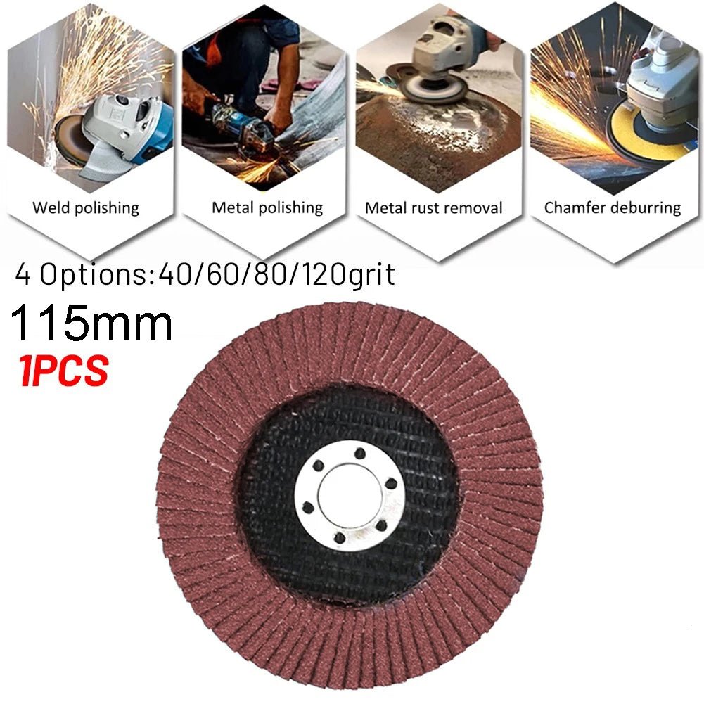 Flat flap schuurschijven – 115mm slijpschijven voor hout & metaal – Geschikt voor haakse slijper – 40/60/80/120 grit - Bivakshop