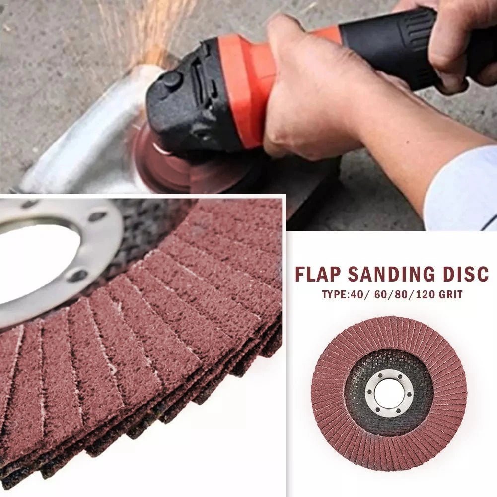 Flat flap schuurschijven – 115mm slijpschijven voor hout & metaal – Geschikt voor haakse slijper – 40/60/80/120 grit - Bivakshop