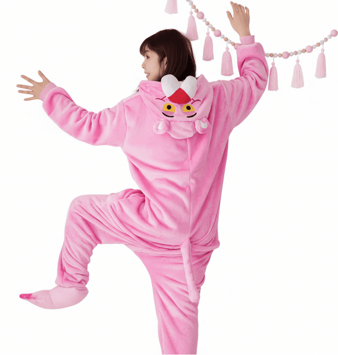 Fleece Panter Jumpsuit Roze – Van Kind tot Volwassene – Maat 4T t/m XL - Bivakshop