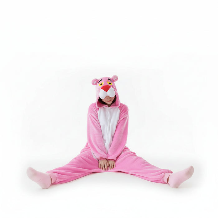 Fleece Panter Jumpsuit Roze – Van Kind tot Volwassene – Maat 4T t/m XL - Bivakshop