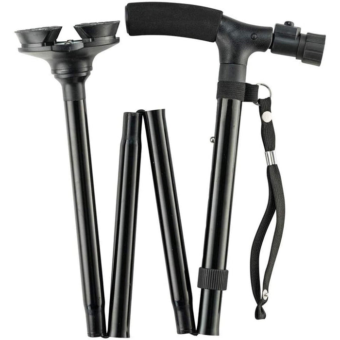 Folding Cane with LED Light Foldable Walking Stick Anti - Slip Disability Aluminium Cane Torch Adjustable Portable Emergency Lamp - Bivakshop