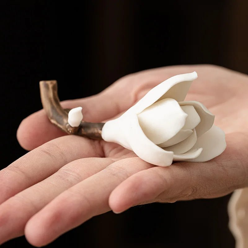 Gardenia bloemenhouder - Keramische geurverspreider en decoratie - Theeceremonie accessoire - Bivakshop