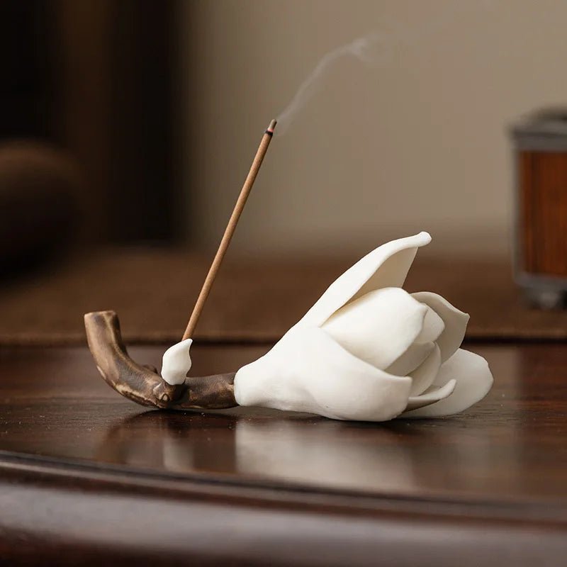 Gardenia bloemenhouder - Keramische geurverspreider en decoratie - Theeceremonie accessoire - Bivakshop