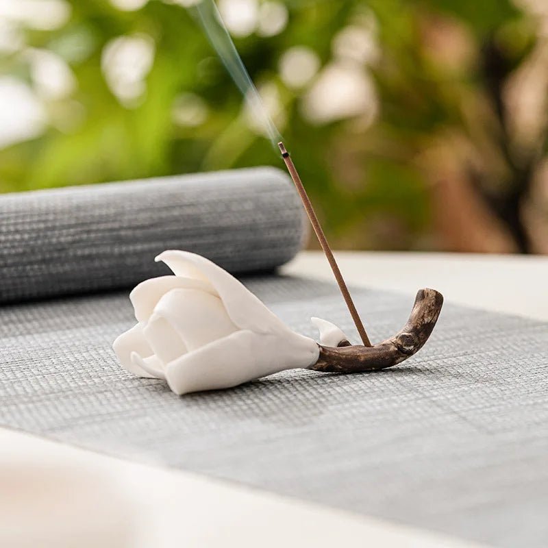 Gardenia bloemenhouder - Keramische geurverspreider en decoratie - Theeceremonie accessoire - Bivakshop