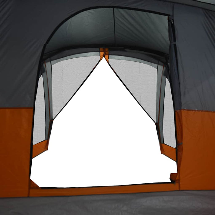 Gezinstent met Luifel – Grijs/Oranje – Waterdicht & Extra Leefruimte - Bivakshop