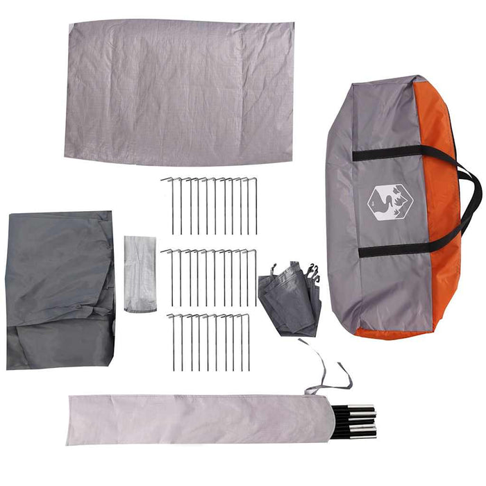 Gezinstent – Waterdichte tent – Grijs en oranje – Ruim ontwerp – 8 of 10 Personen - Bivakshop