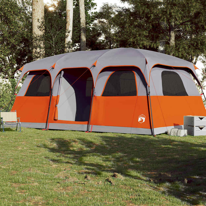 Gezinstent – Waterdichte tent – Grijs en oranje – Ruim ontwerp – 8 of 10 Personen - Bivakshop