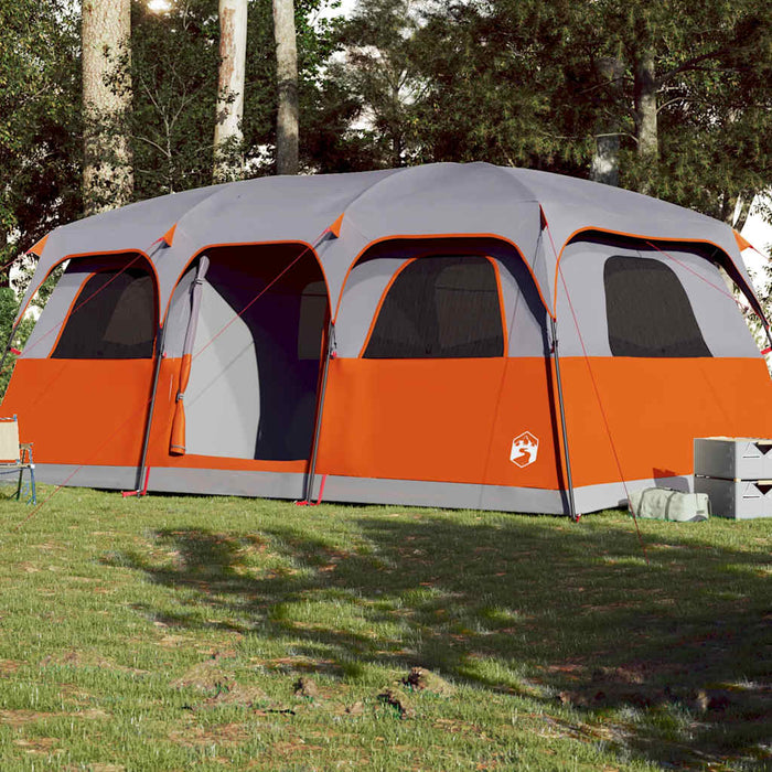 Gezinstent – Waterdichte tent – Grijs en oranje – Ruim ontwerp – 8 of 10 Personen - Bivakshop