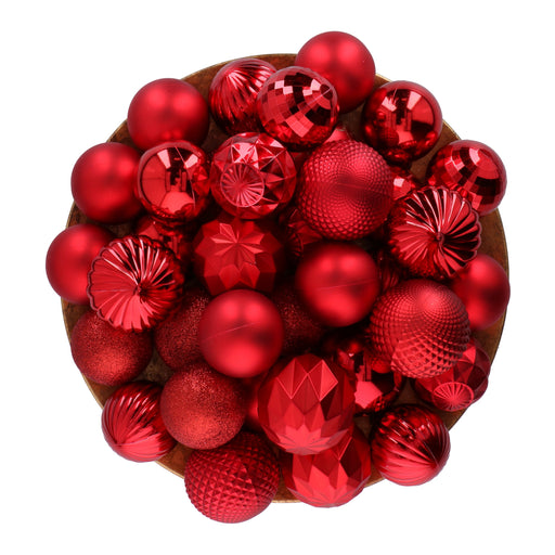Giftsome - Kerstballen set rood 60 stuks – Onbreekbaar – Met haakjes - Bivakshop
