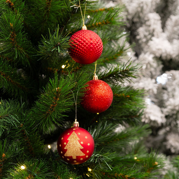 Giftsome - Kerstballen set rood 60 stuks – Onbreekbaar – Met haakjes - Bivakshop