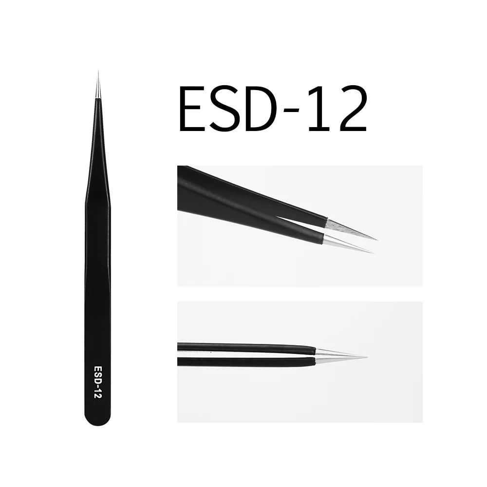 Glamlash esd st sa anti - statische wimper pincet – Gebogen & rechte tip pincet voor wimperverlenging - Bivakshop