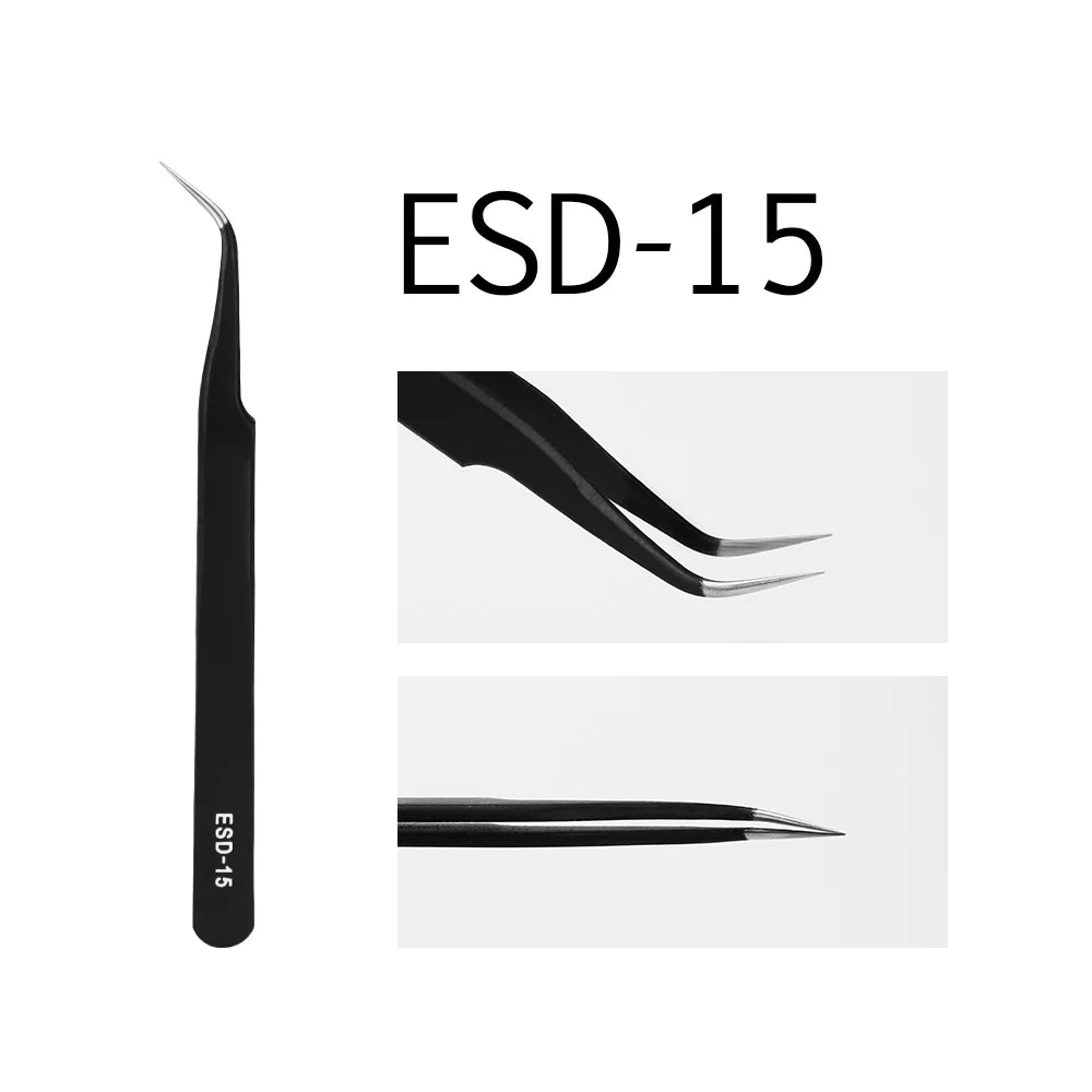 Glamlash esd st sa anti - statische wimper pincet – Gebogen & rechte tip pincet voor wimperverlenging - Bivakshop