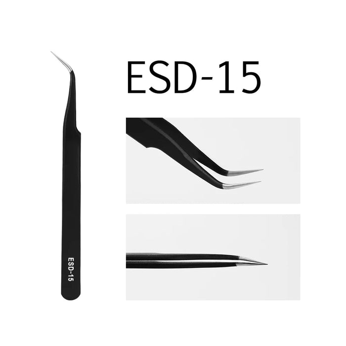 Glamlash esd st sa anti - statische wimper pincet – Gebogen & rechte tip pincet voor wimperverlenging - Bivakshop