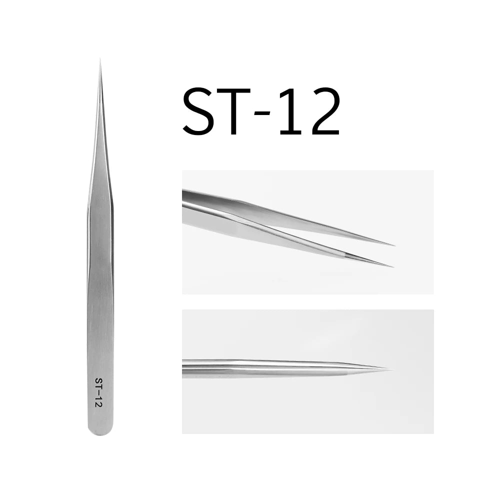 Glamlash esd st sa anti - statische wimper pincet – Gebogen & rechte tip pincet voor wimperverlenging - Bivakshop