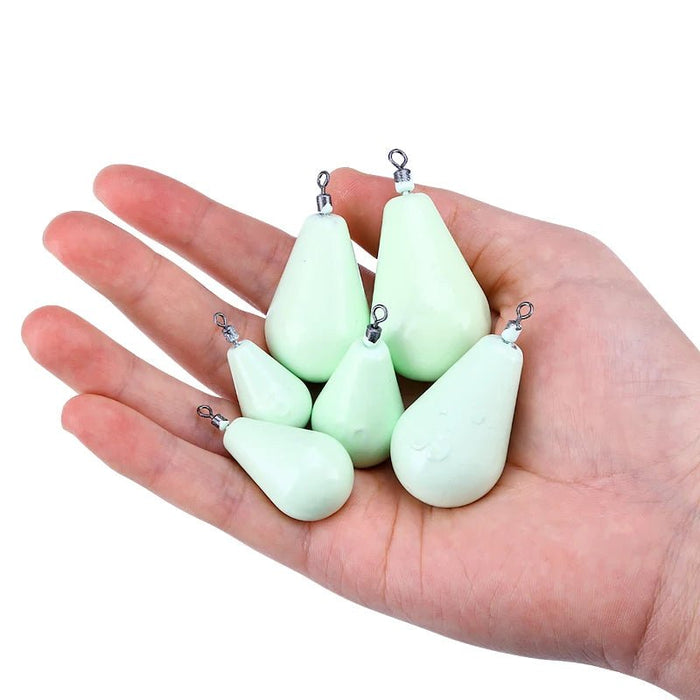 Glow - in - the - Dark Lead Sinker Set – 30g t/m 150g – Allround Lood - Bivakshop