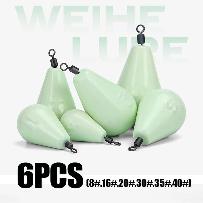 Glow - in - the - Dark Lead Sinker Set – 30g t/m 150g – Allround Lood - Bivakshop