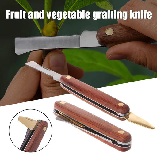 Grafting Tools Foldable Grafting Pruning Knife Professional Garden Grafting Cutter Stainless Steel Wooden Handle Grafting Knife - Bivakshop