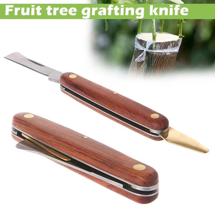 Grafting Tools Foldable Grafting Pruning Knife Professional Garden Grafting Cutter Stainless Steel Wooden Handle Grafting Knife - Bivakshop