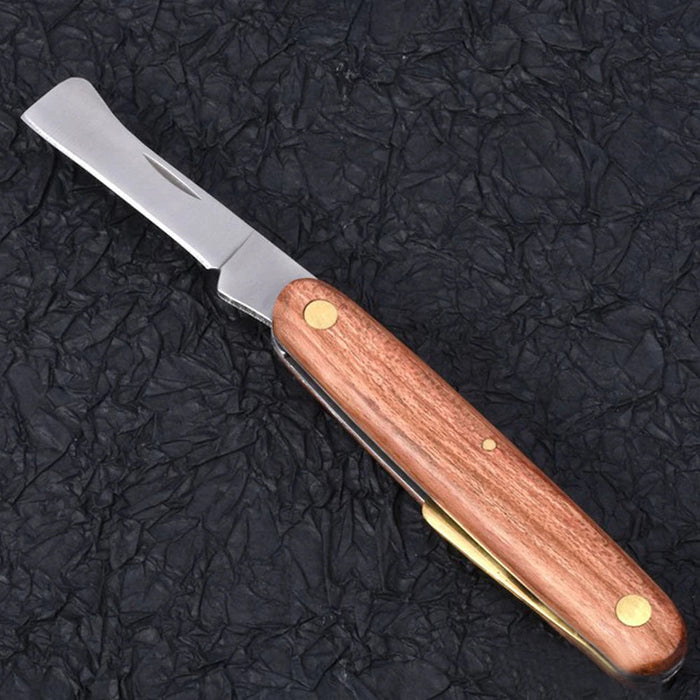 Grafting Tools Foldable Grafting Pruning Knife Professional Garden Grafting Cutter Stainless Steel Wooden Handle Grafting Knife - Bivakshop
