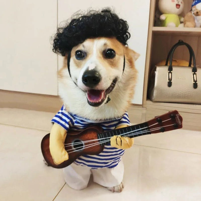 Grappig huisdier gitaar kostuum - Cosplay outfit voor honden en katten - Perfect voor feestdagen - Bivakshop