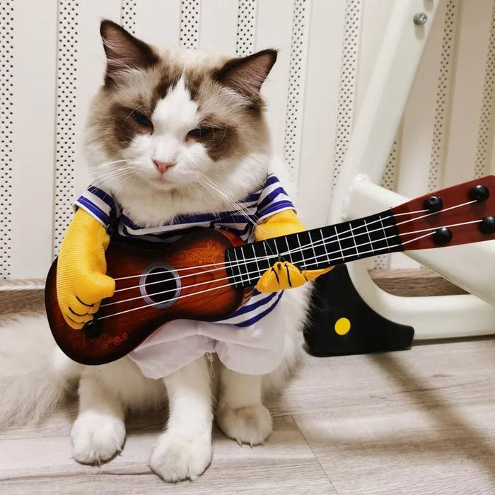 Grappig huisdier gitaar kostuum - Cosplay outfit voor honden en katten - Perfect voor feestdagen - Bivakshop