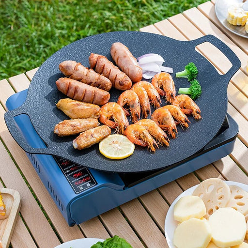 Grillpan - Koreaanse ronde barbecueplaat met antiaanbaklaag - Bivakshop